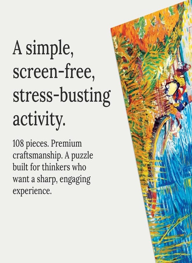 91Knots | The Langlois Bridge at Arles by Vincent Van Gogh 108 Pieces Premium Wooden Small Jigsaw Puzzle for Adults & Teens | Classical Art Brain Teaser | Mindfulness Activity | Travel-Friendly Gift - Image 2